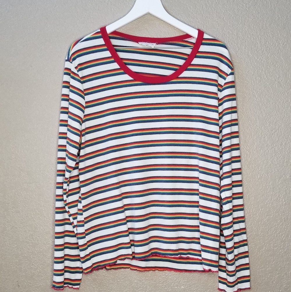 70s asthetic Plus size Long sleeve crop tshirt